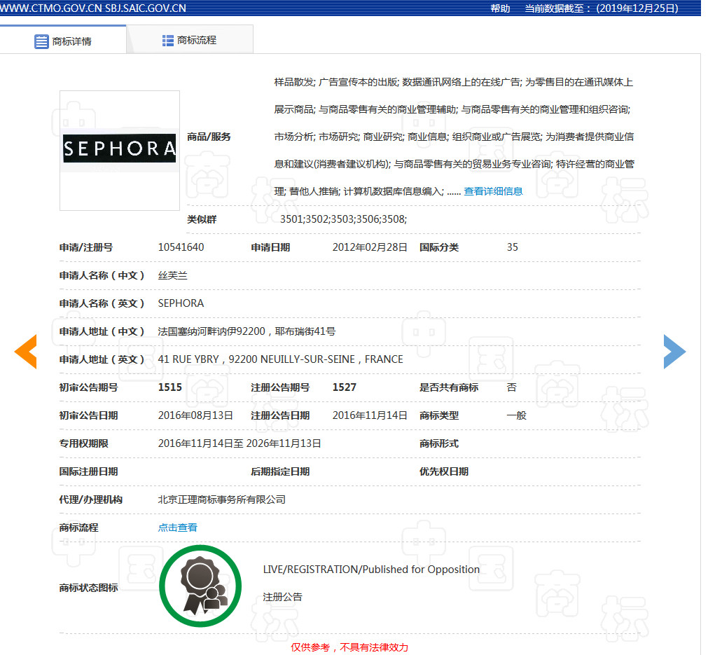 美妝巨頭絲芙蘭被東莞某公司搶注商標(biāo)了？
