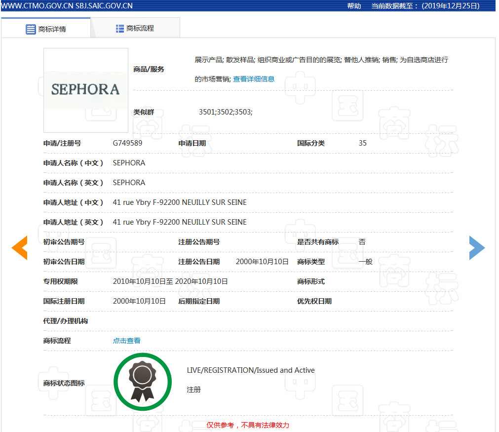 美妝巨頭絲芙蘭被東莞某公司搶注商標(biāo)了？