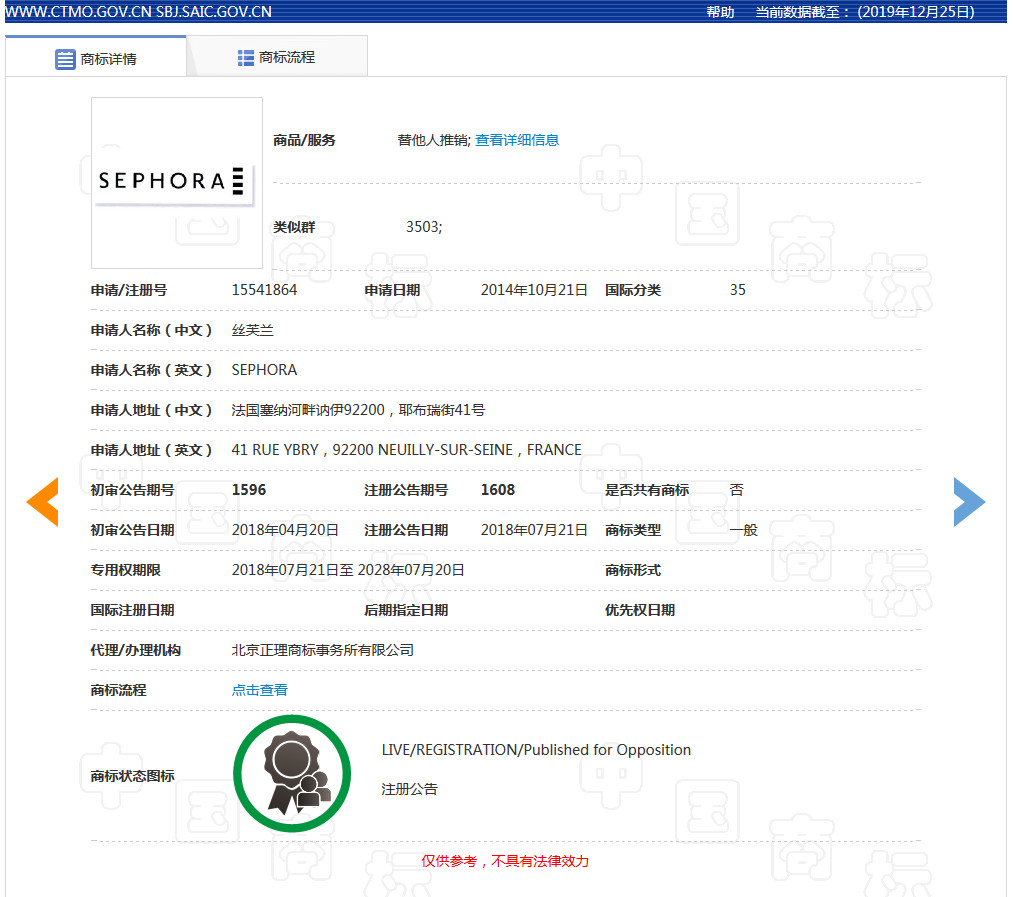 美妝巨頭絲芙蘭被東莞某公司搶注商標(biāo)了？